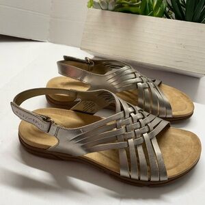 Easy Spirit Silver Sandals with Woven Straps
